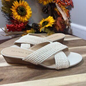Jack Rogers Dolphin Mini Wedge Sandal Sz 9M in Ivory Woven